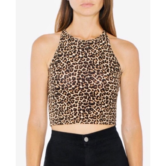 American Apparel Leopard Print Crop Top - Picture 1 of 4